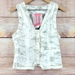 Vintage Anthropologie linen blend  fitted vest